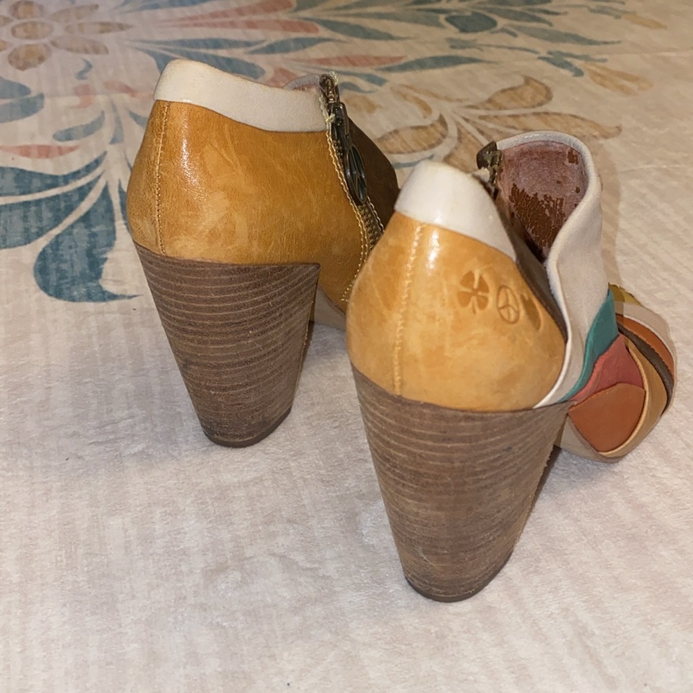 Colorful Patchwork Peep-Toe Ankle Boots - image 2